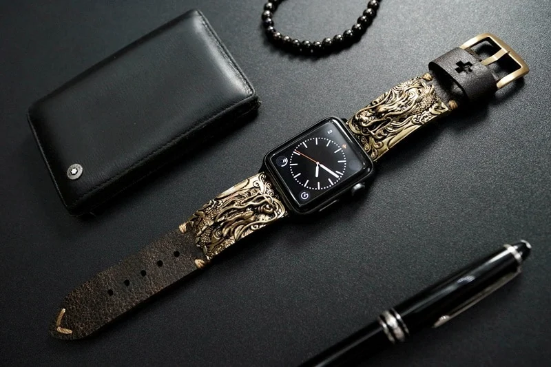 Dragon Special Edition Bracelet Yellow Bronze Pendants Apple Watch Strap Band ( 2pieces) for Panerai or Apple Watch Series 1,2,3,4,5,6,7,SE