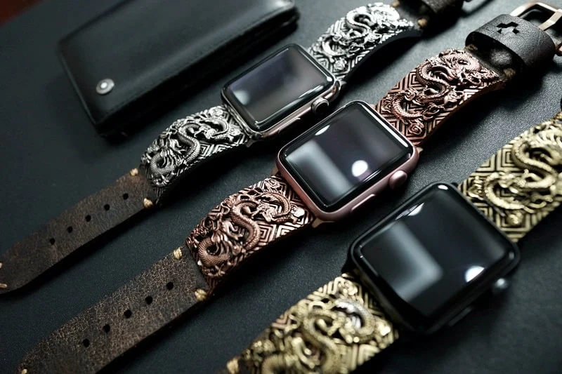 Dragon Special Edition Bracelet Yellow Bronze Pendants Apple Watch Strap Band ( 2pieces) for Panerai or Apple Watch Series 1,2,3,4,5,6,7,8, SE, Ultra – image 7
