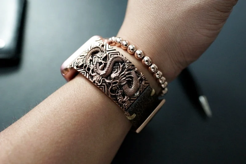 Dragon Special Edition Bracelet Pink Bronze Pendants Apple Watch Strap Band ( 2pieces) for Panerai or Apple Watch Series 1,2,3,4,5,6,7,8, SE, Ultra – image 5