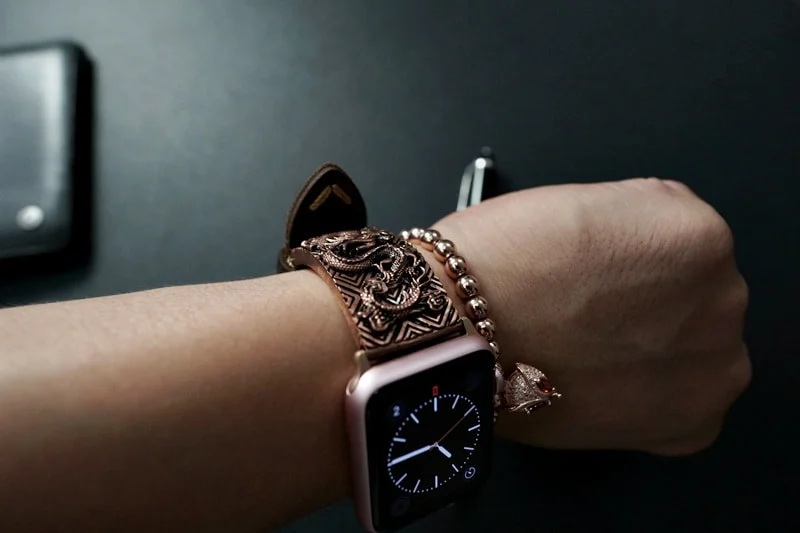 Dragon Special Edition Bracelet Pink Bronze Pendants Apple Watch Strap Band ( 2pieces) for Panerai or Apple Watch Series 1,2,3,4,5,6,7,8, SE, Ultra – image 7