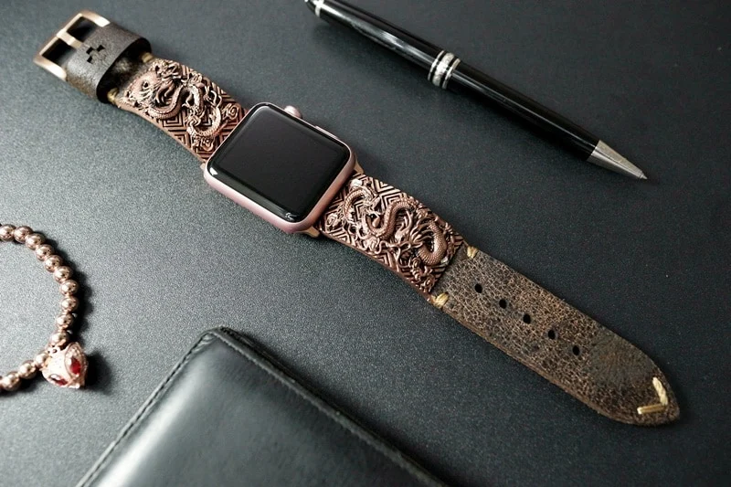 Dragon Special Edition Bracelet Pink Bronze Pendants Apple Watch Strap Band ( 2pieces) for Panerai or Apple Watch Series 1,2,3,4,5,6,7,8, SE, Ultra – image 4