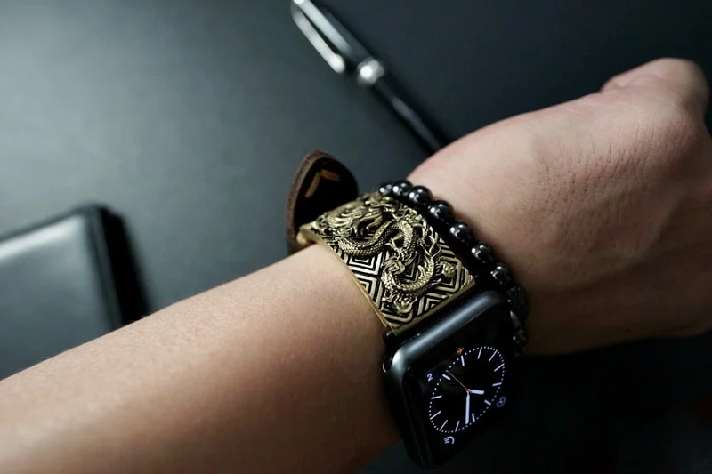 Dragon Special Edition Bracelet Yellow Bronze Pendants Apple Watch Strap Band ( 2pieces) for Panerai or Apple Watch Series 1,2,3,4,5,6,7,8, SE, Ultra – image 8