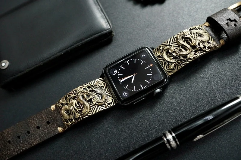 Dragon Special Edition Bracelet Yellow Bronze Pendants Apple Watch Strap Band ( 2pieces) for Panerai or Apple Watch Series 1,2,3,4,5,6,7,8, SE, Ultra – image 3