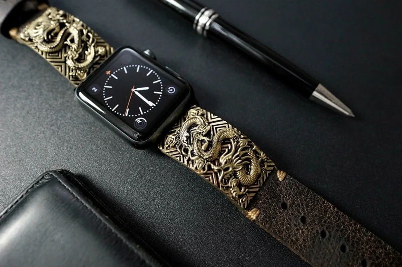 Dragon Special Edition Bracelet Yellow Bronze Pendants Apple Watch Strap Band ( 2pieces) for Panerai or Apple Watch Series 1,2,3,4,5,6,7,8, SE, Ultra – image 4