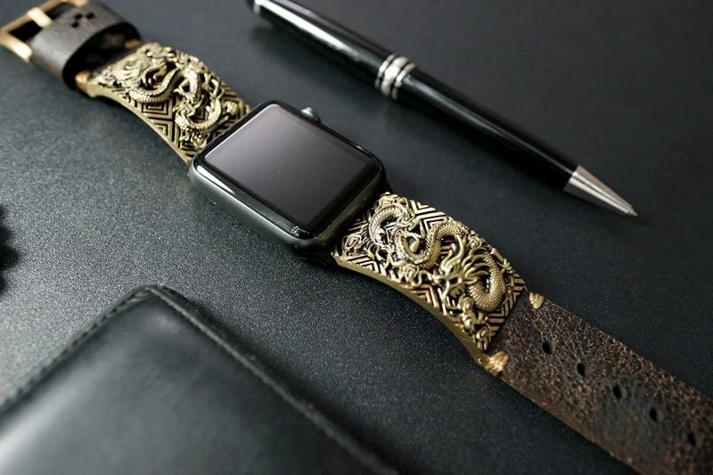 Dragon Special Edition Bracelet Yellow Bronze Pendants Apple Watch Strap Band ( 2pieces) for Panerai or Apple Watch Series 1,2,3,4,5,6,7,8, SE, Ultra – image 5
