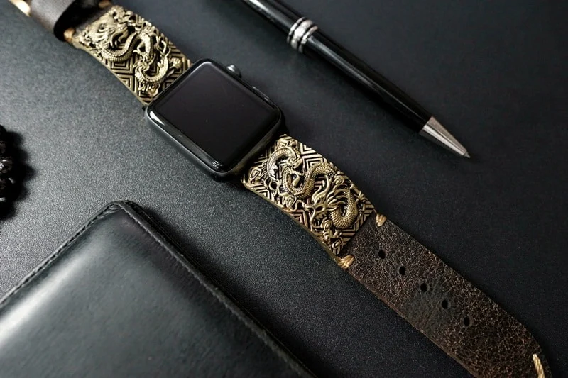 Dragon Special Edition Bracelet Yellow Bronze Pendants Apple Watch Strap Band ( 2pieces) for Panerai or Apple Watch Series 1,2,3,4,5,6,7,8, SE, Ultra – image 6